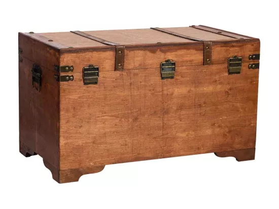 Coffre en bois marron 65x36x38
