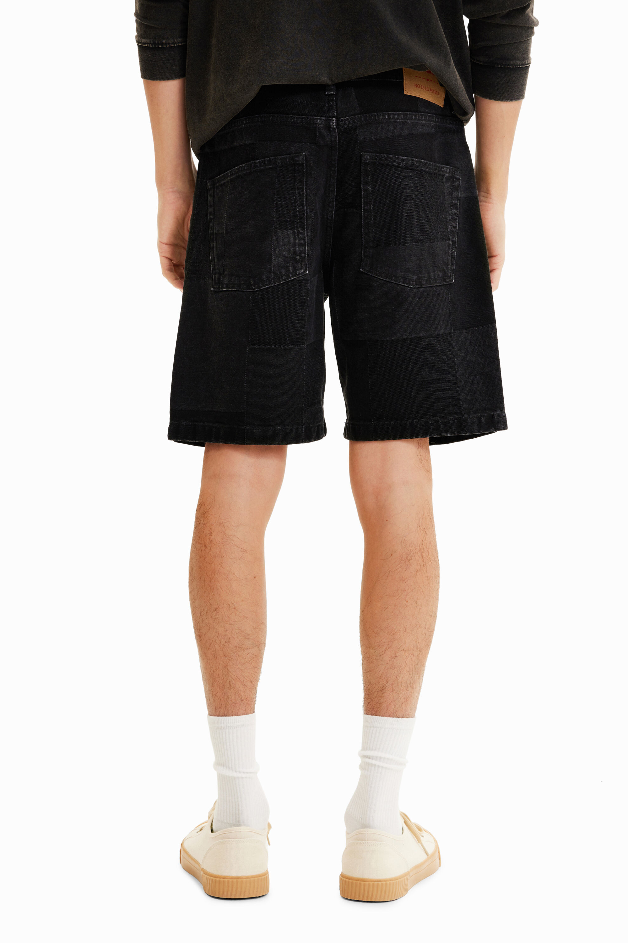 Jean court jacquard patchwork