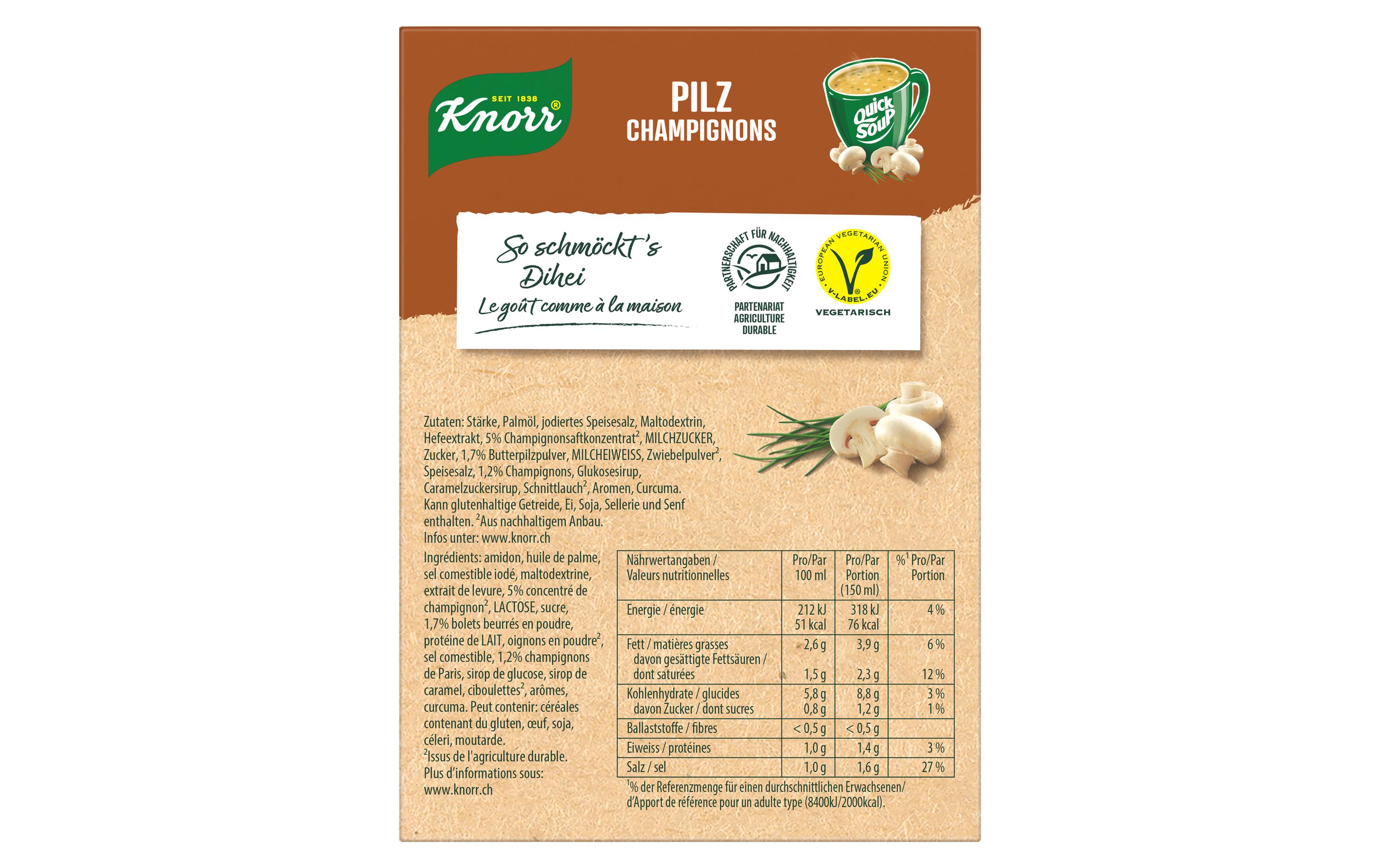 Quick Soup Pilz 3 PortionenAromatische Pilzsuppe