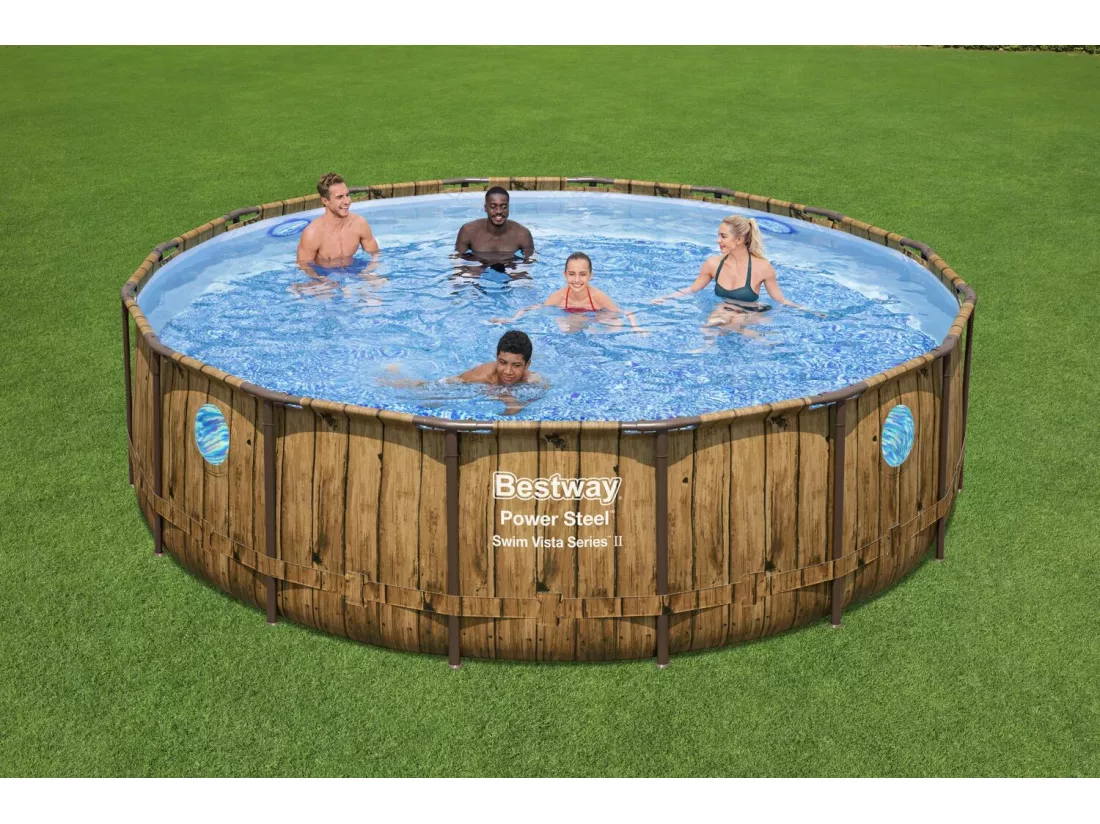 Piscine hors sol effet rotin brun 4,88x1,22 m HILO
