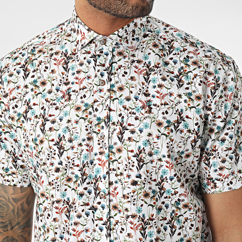 Chemise Manches Courtes Blanc Floral