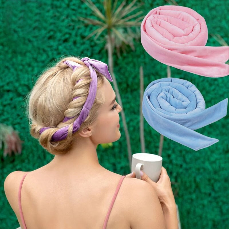 (4-tlg. Set) Samt Locken Haarband Heatless Curler Sockenlocken Haar Styling ohne Hitze inkl. Haarspange   Haargummis - Schwarz
