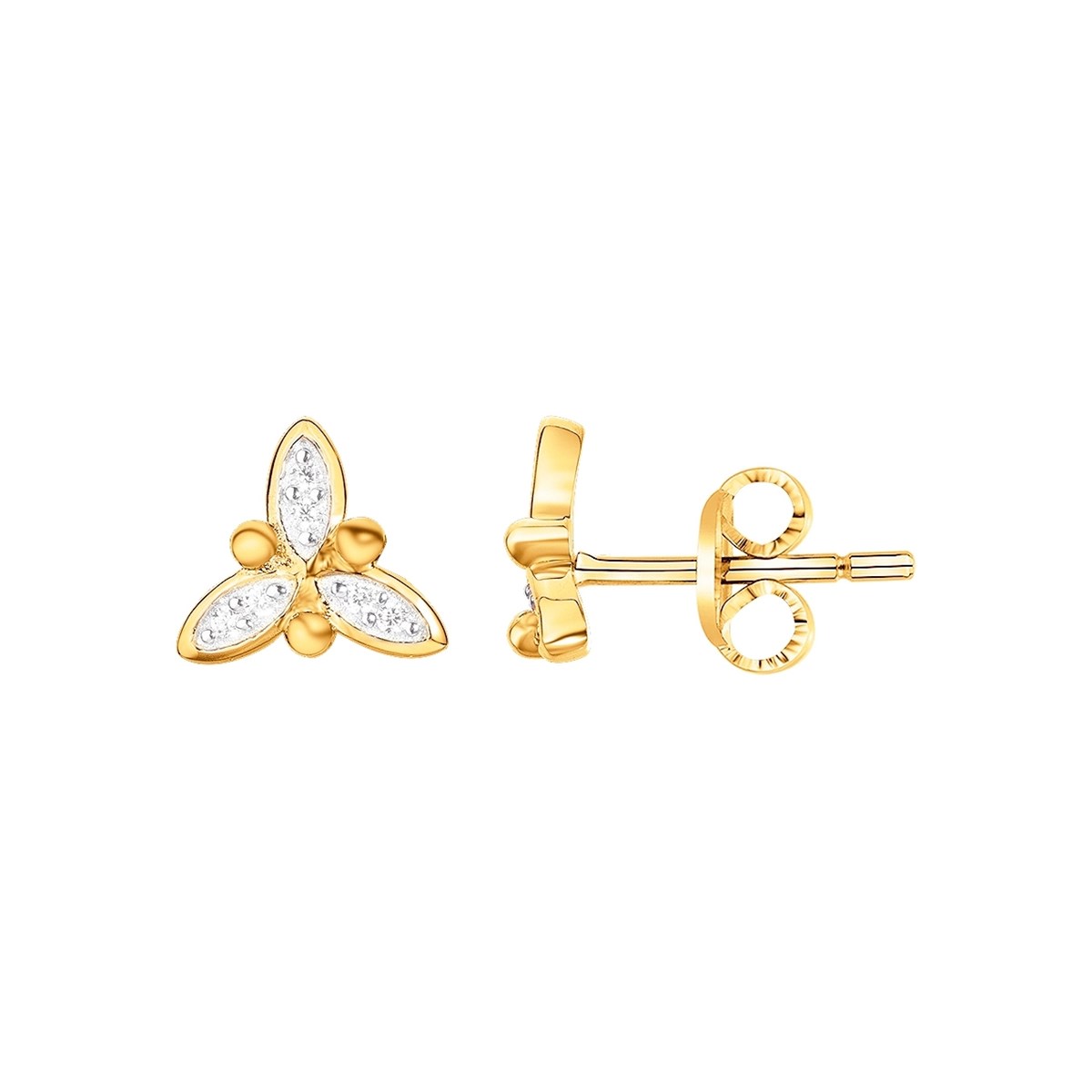 Boucles d'oreilles clous en Plaqué Or avec oxyde de zirconium blanc