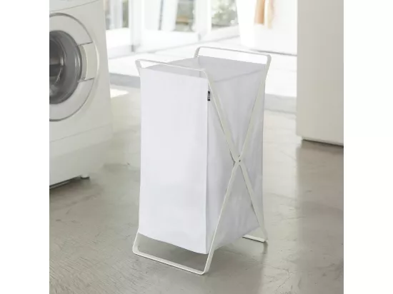 Panier à Linge Pliable Blanc - H64 cm