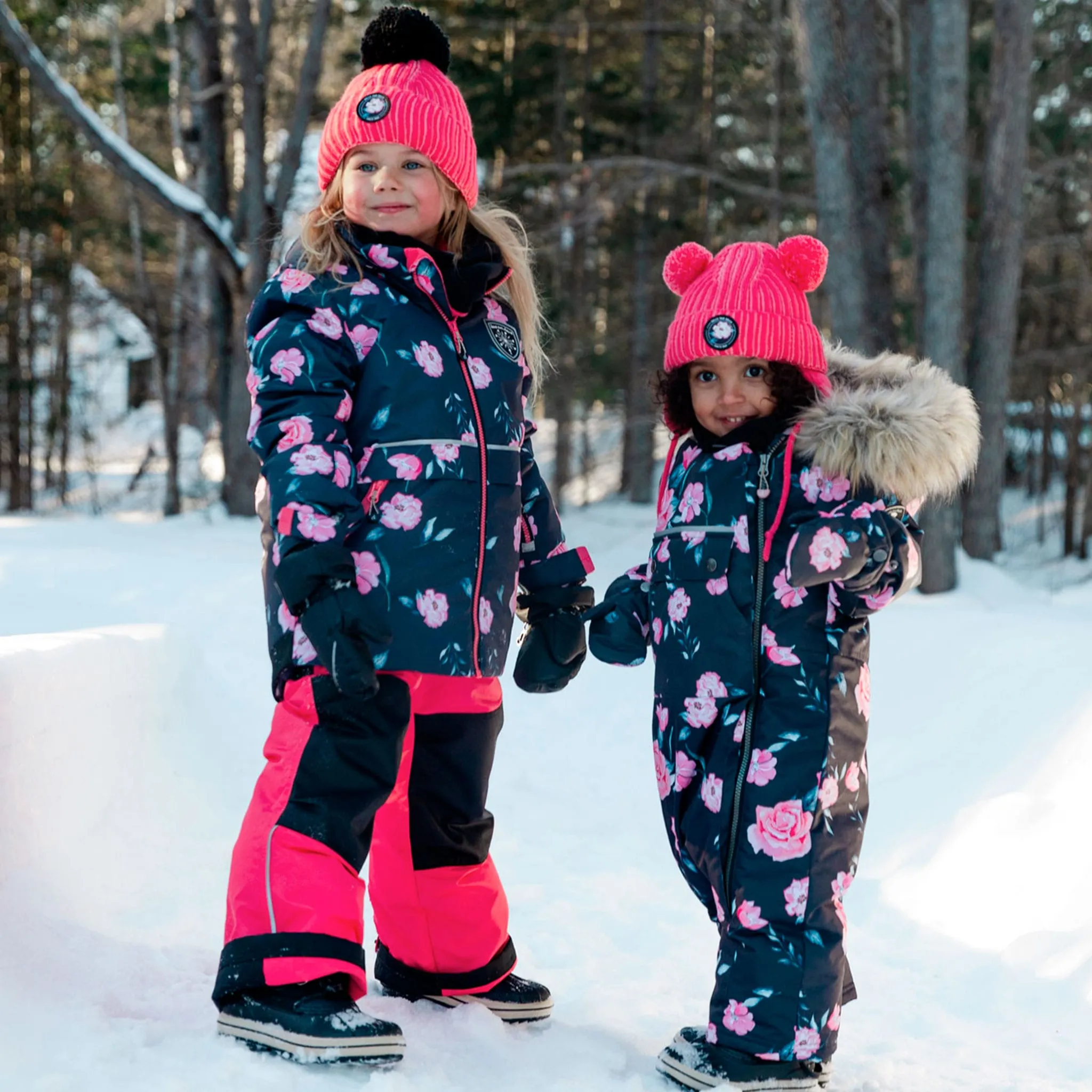 Deux par Deux Habit de Neige Une Pièce Roses 6-30mois