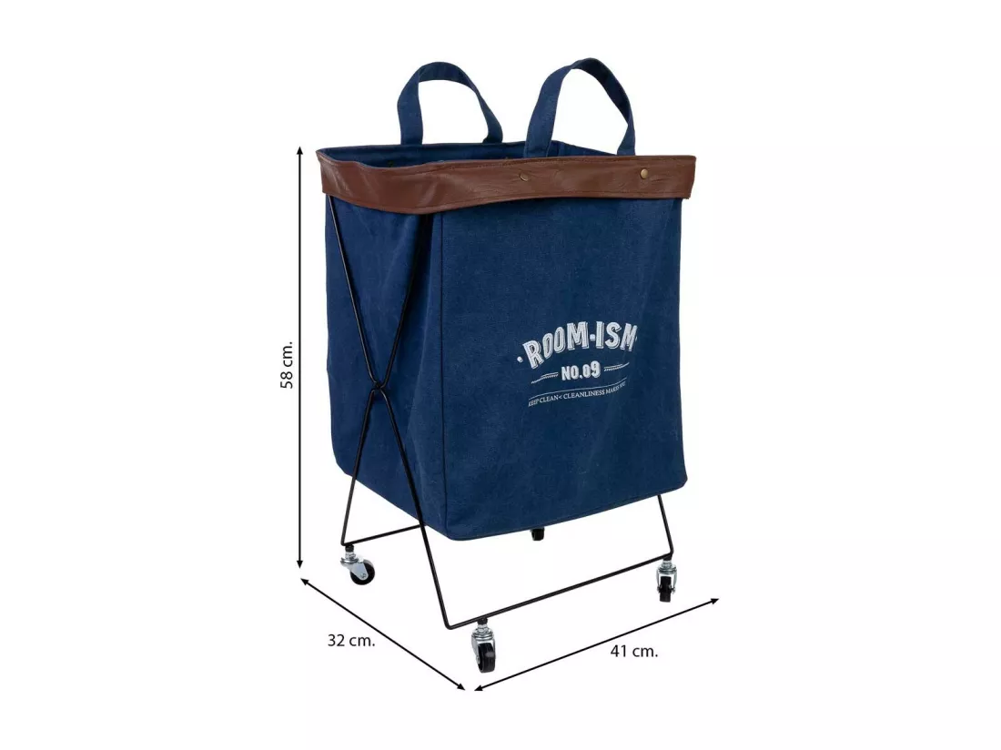 Panier à linge en métal et tissu 41x32x58