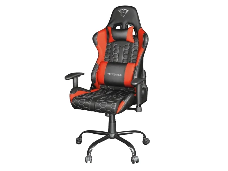 Trust Gaming GXT 708R Resto - Spillestol - ergonomisk - armstøtter - vippe - drejeled - metalramme, polyuretan-læder, elastisk stof - rød