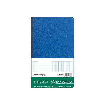 Exacompta - Journal triple folioté 38 lignes - 80 pages - 32 x 19,5 cm