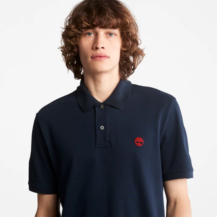 Camisa polo Millers River Pique masculina na cor azul marinho.