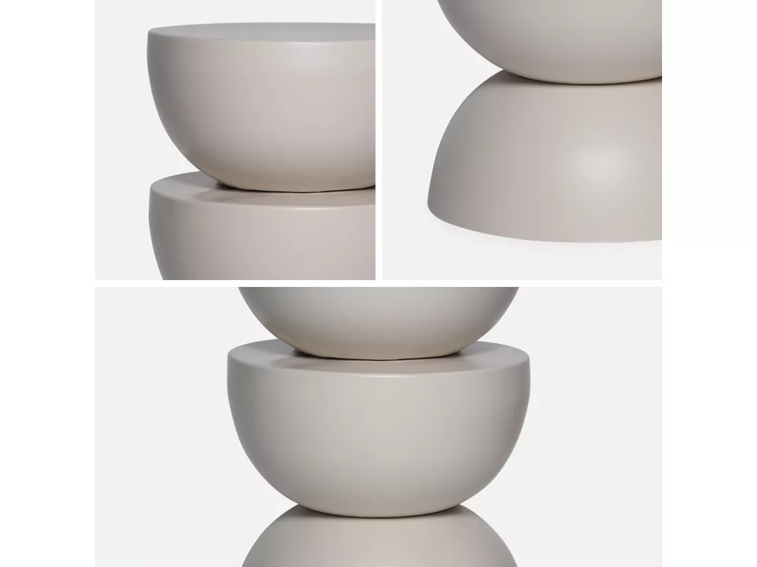 Table d'appoint. bout de canapé. table de chevet en métal. crème. Coumba. Ø32 x H 46.5cm