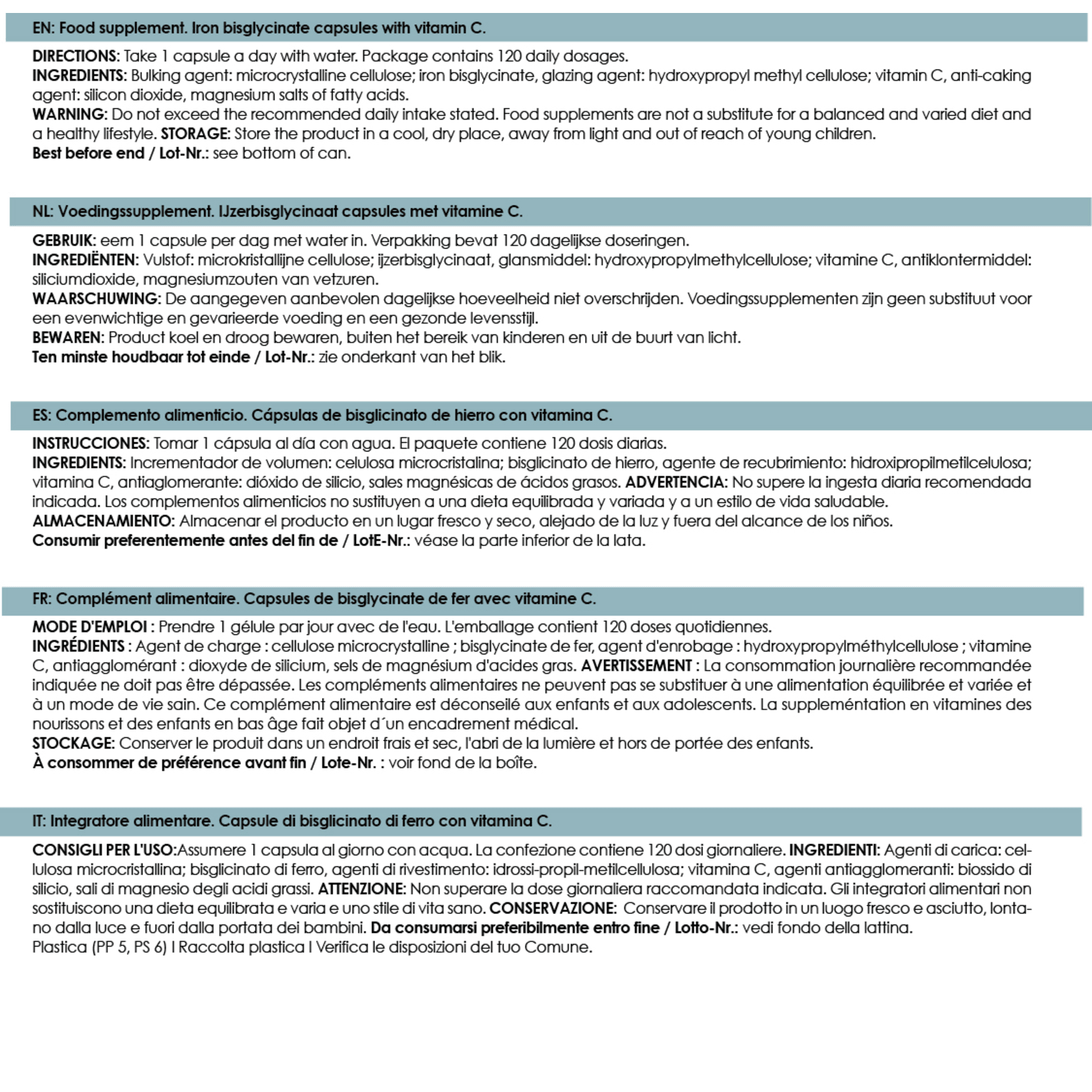 LINEAVI Eisen Bisglycinat + Vitamin C (120 Kapseln)