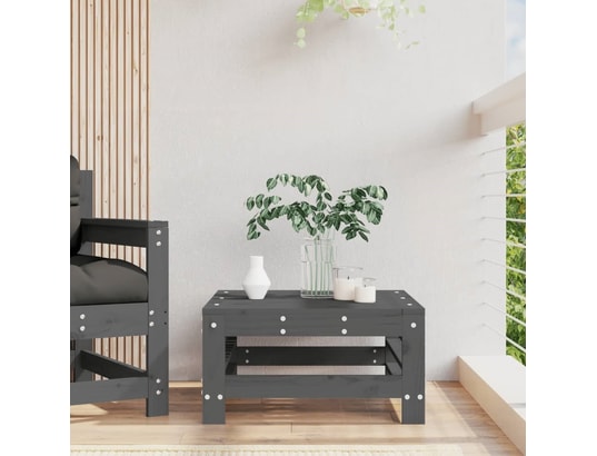 VIDAXL - Pouf Repose-pied de jardin gris bois de pin massif
