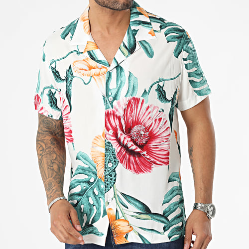 Chemise Manches Courtes Blanc Floral