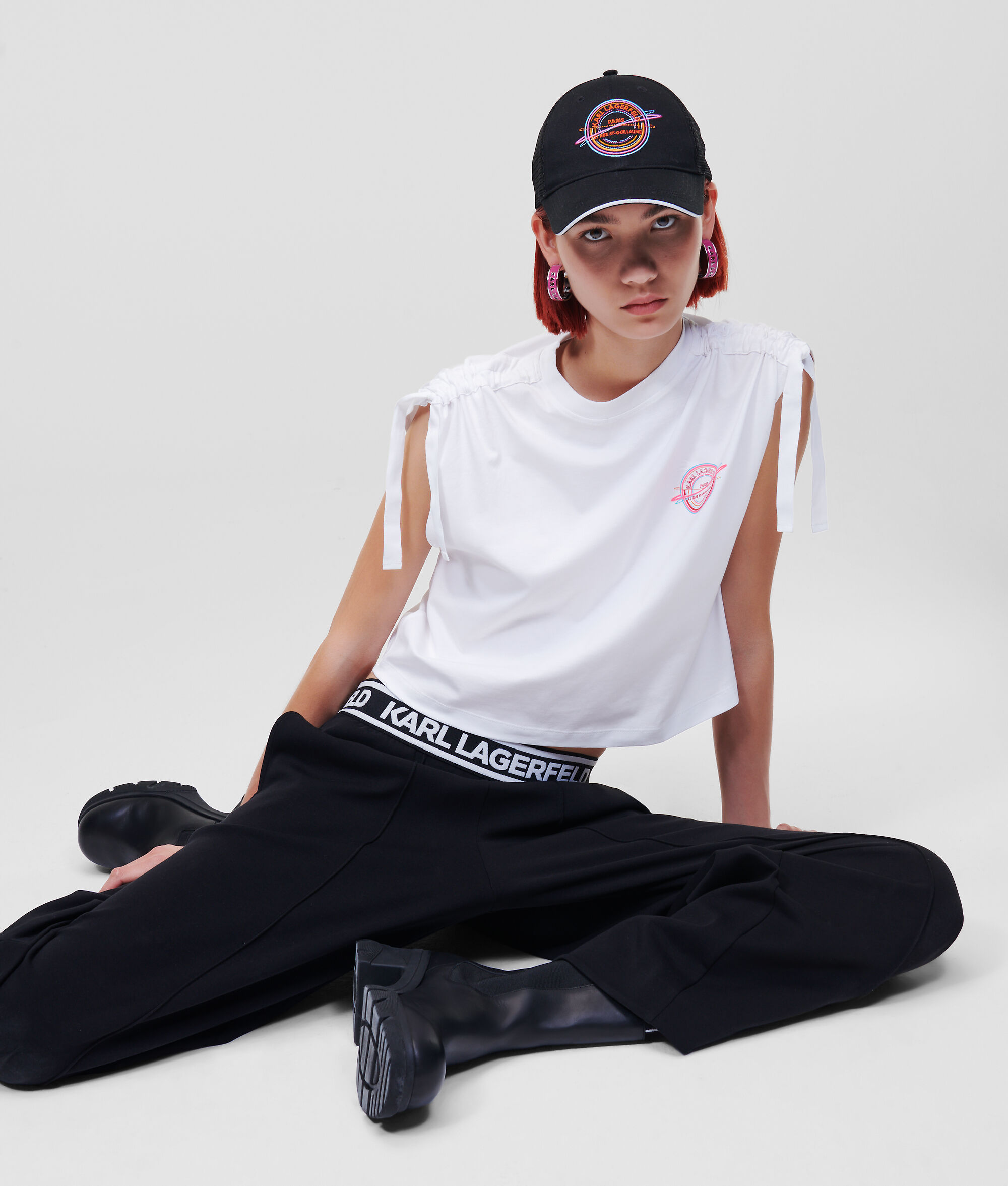 T-SHIRT CROPPED AVEC GALON À LOGO RUE ST-GUILLAUME