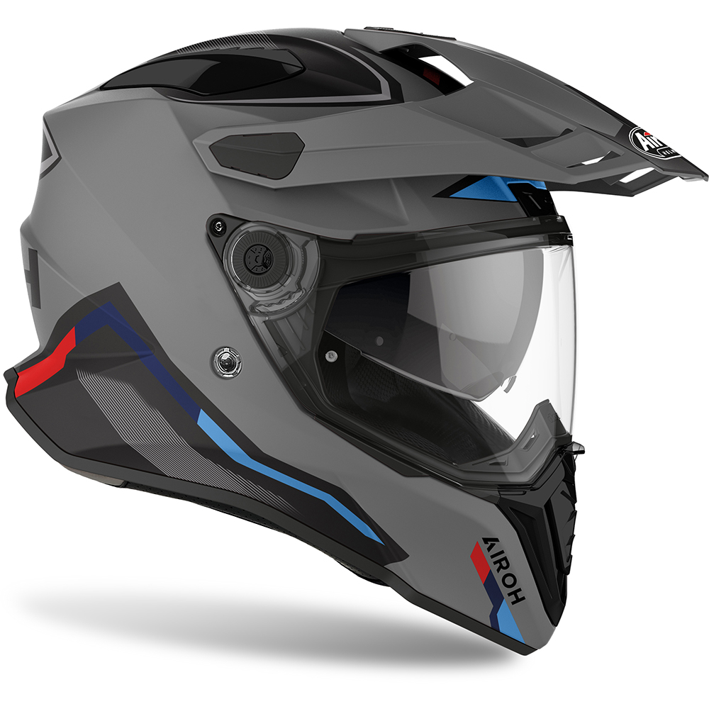 Airoh - Casque Commander Factor Gris Mat / Bleu / Rouge
