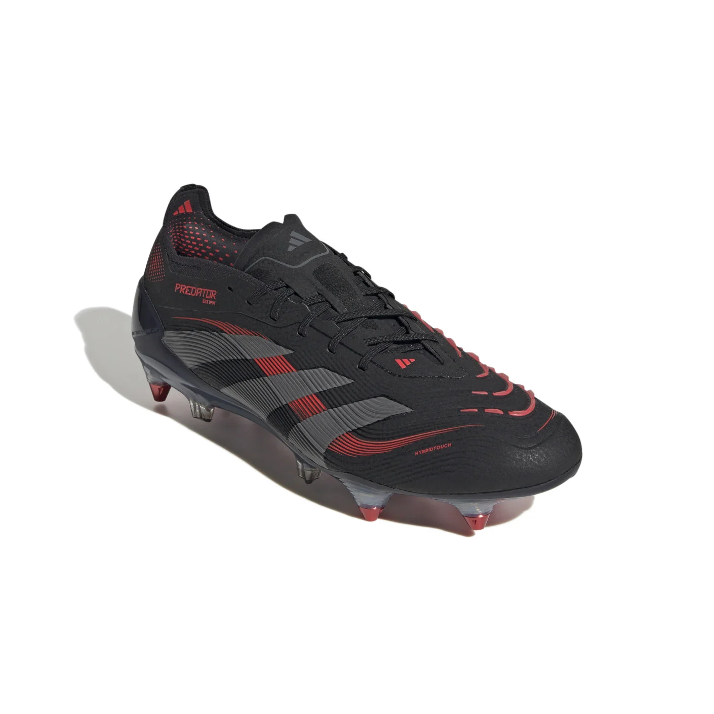 Adidas Predator Elite IJzeren-Nop Voetbalschoenen (SG) Zwart Grijs Rood
