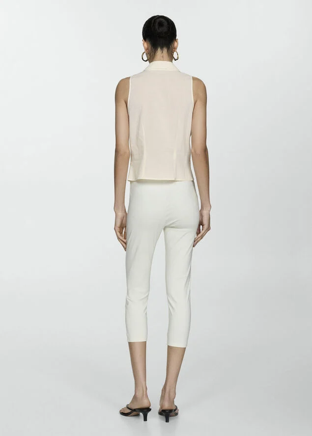 MANGO Sleeveless blouse with bows Light beige