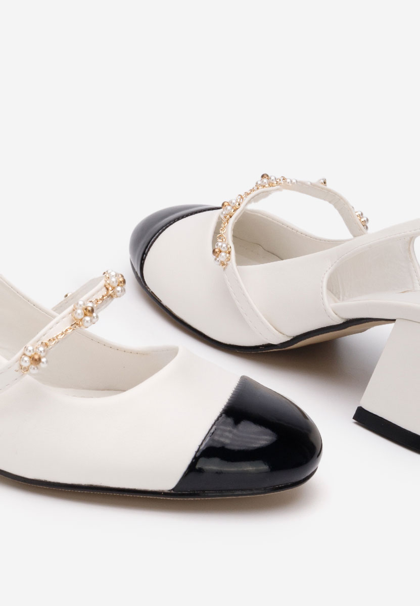 Chaussures à talon épais et bride blancs Paecia