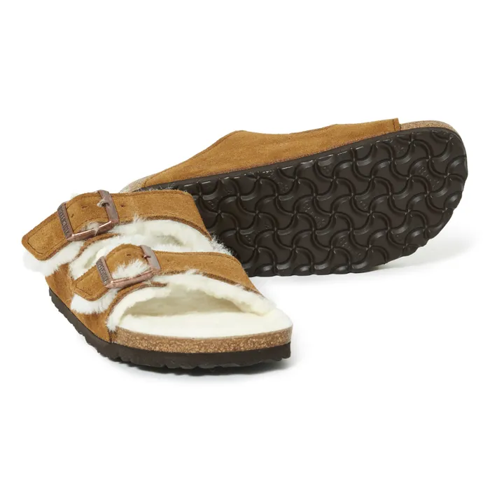 BIRKENSTOCK Sandales Arizona Fur Cuir Suede - Collection Adulte  | Camel