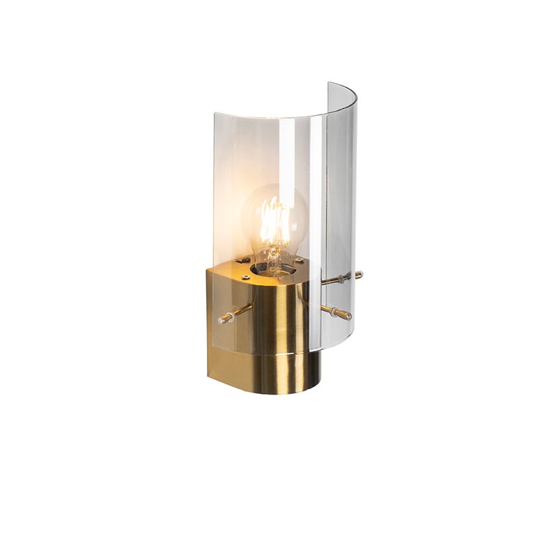 Vintage wandlamp van messing met gerookt glas - Vidra