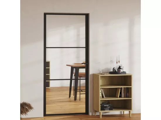 Porte intérieure Verre ESG et aluminium 93x201,5 cm Noir
