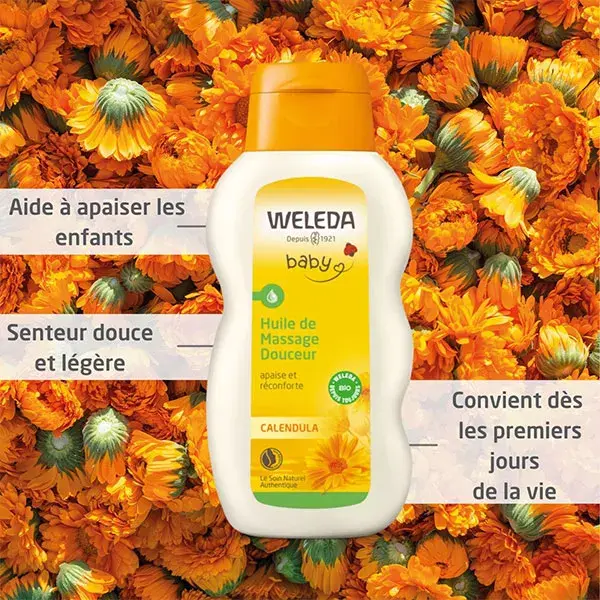 Óleo de Massagem Suave Orgânico de Calêndula para Bebês Weleda 200ml