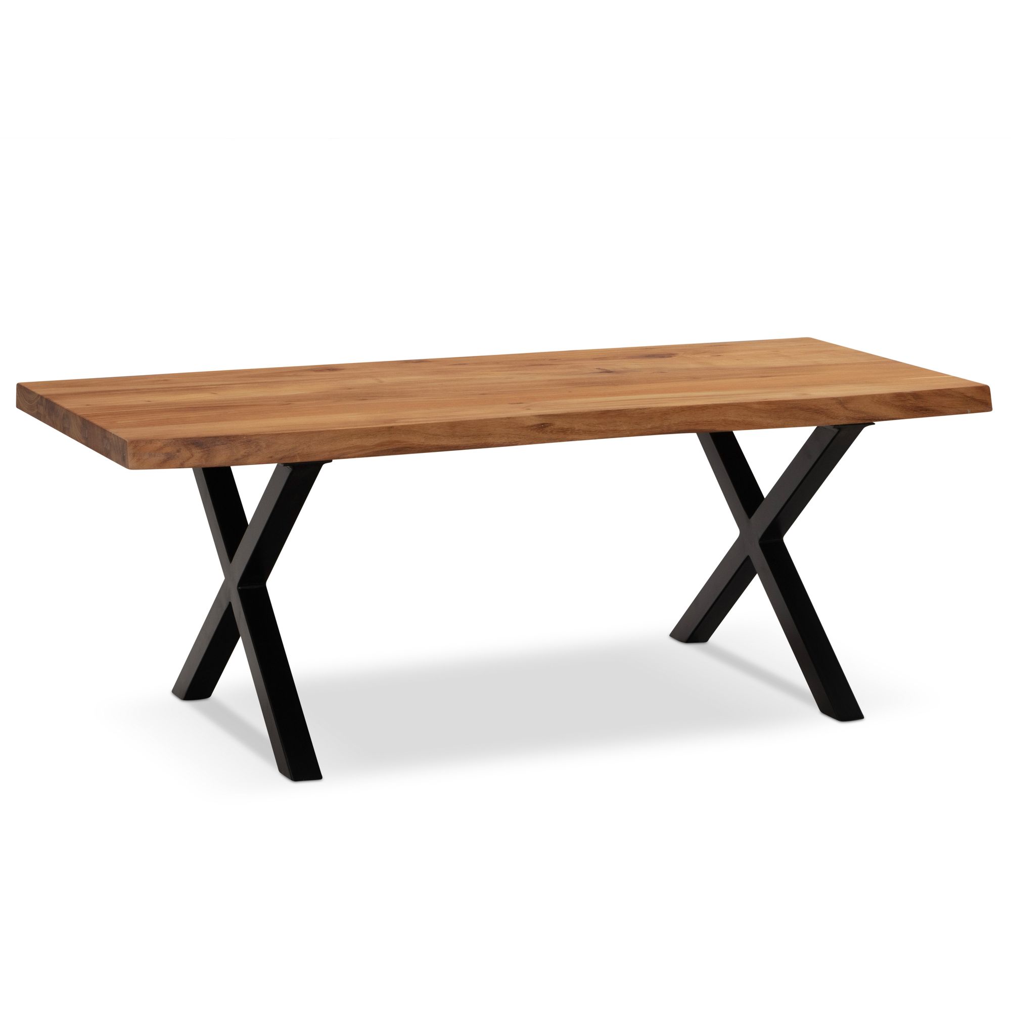 Couchtisch FineBuy Wohnzimmertisch 120 cm Akazie Massivholz Baumkante Sofatisch