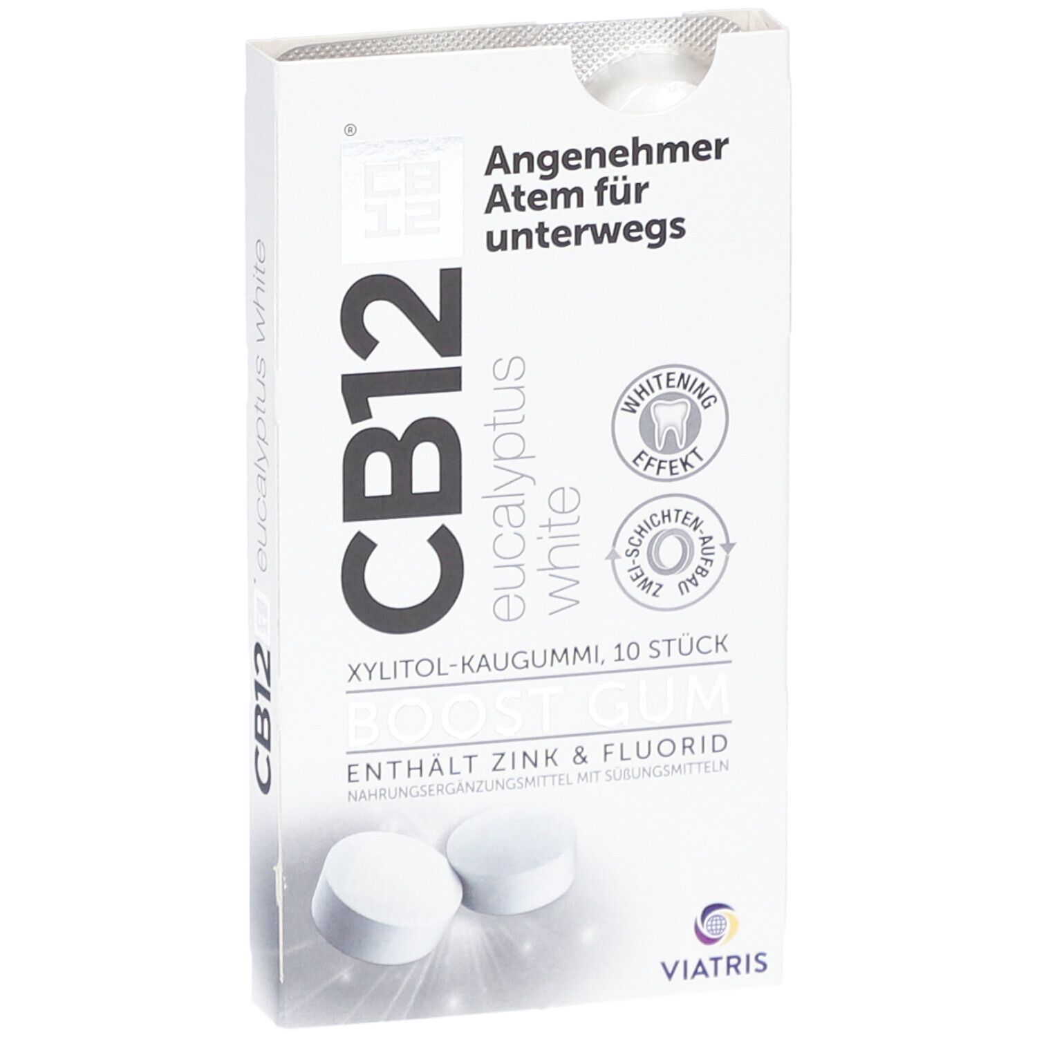 CB12 Boost Eucalyptus White Kaugummi: Zuckerfreie Mundpflege-Kaugummis gegen Mundgeruch mit Whitening-Effekt