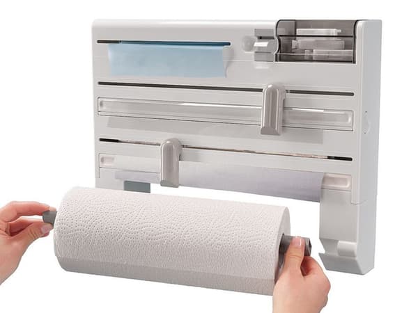 Vegghengt 5-i-1 Kjøkkenholder – For plastfolie & tørkerull