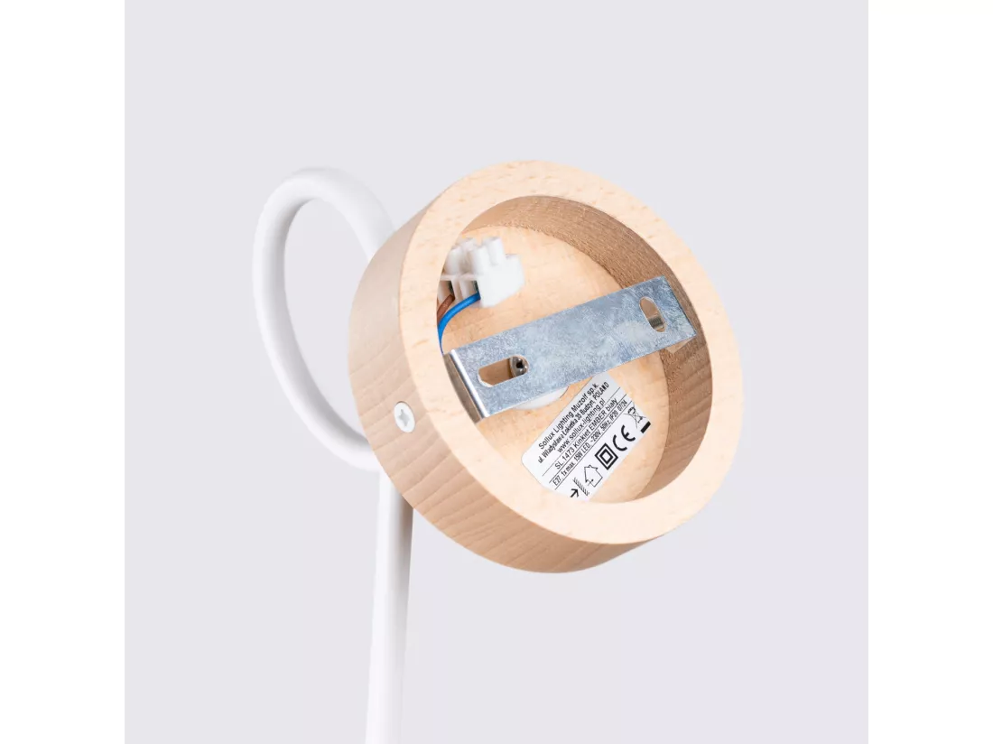 Applique Ember minimaliste en acier/bois - 1 sources lumineuses - L.10 x H.24 cm - blanc/bois naturel