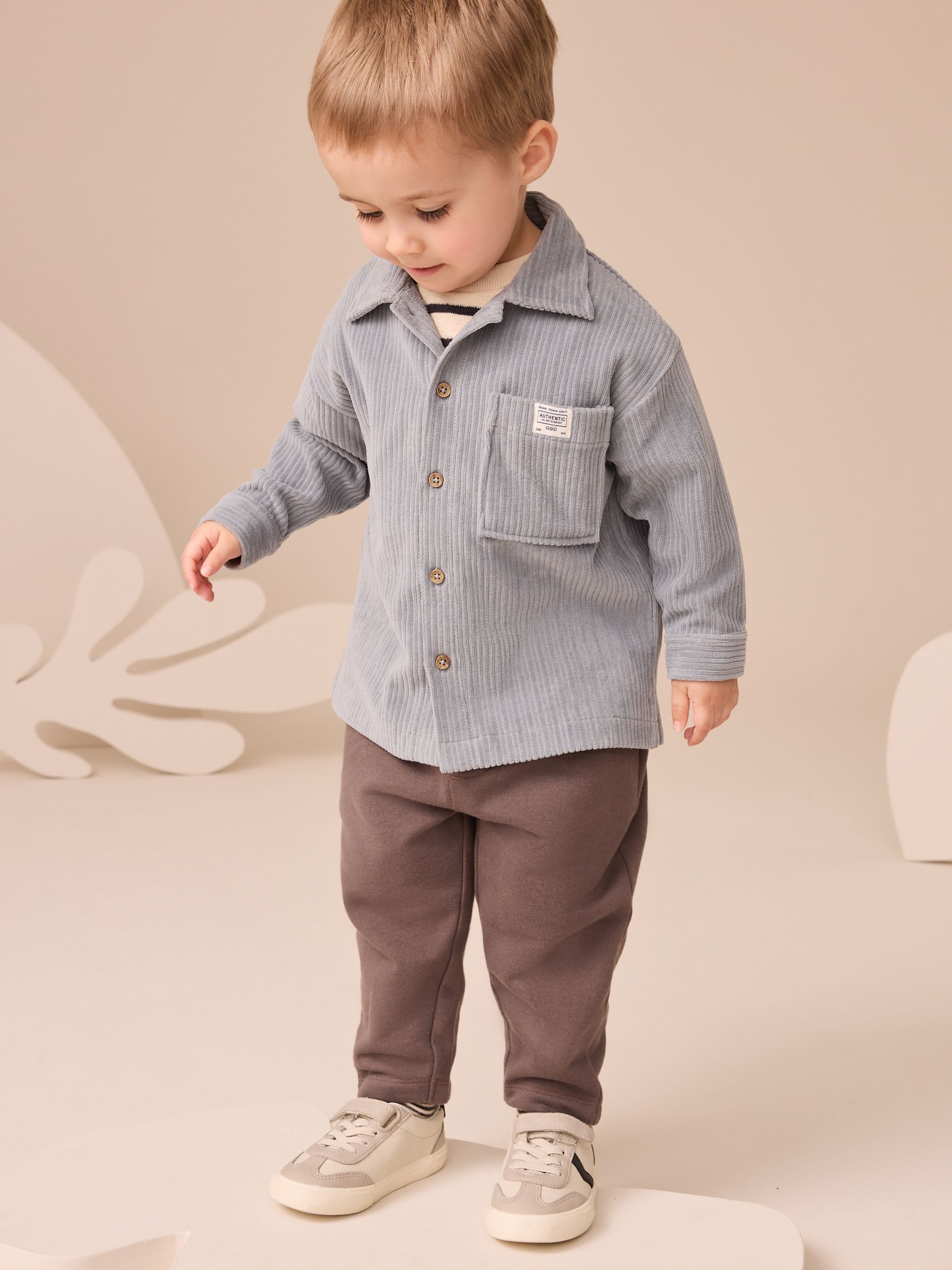 Blauw corduroy - 3 -delige set van T-shirt en joggingbroeken (3mnd-7jr)