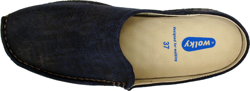 Wolky Pantoffel Seamy Slide Towns suede blue