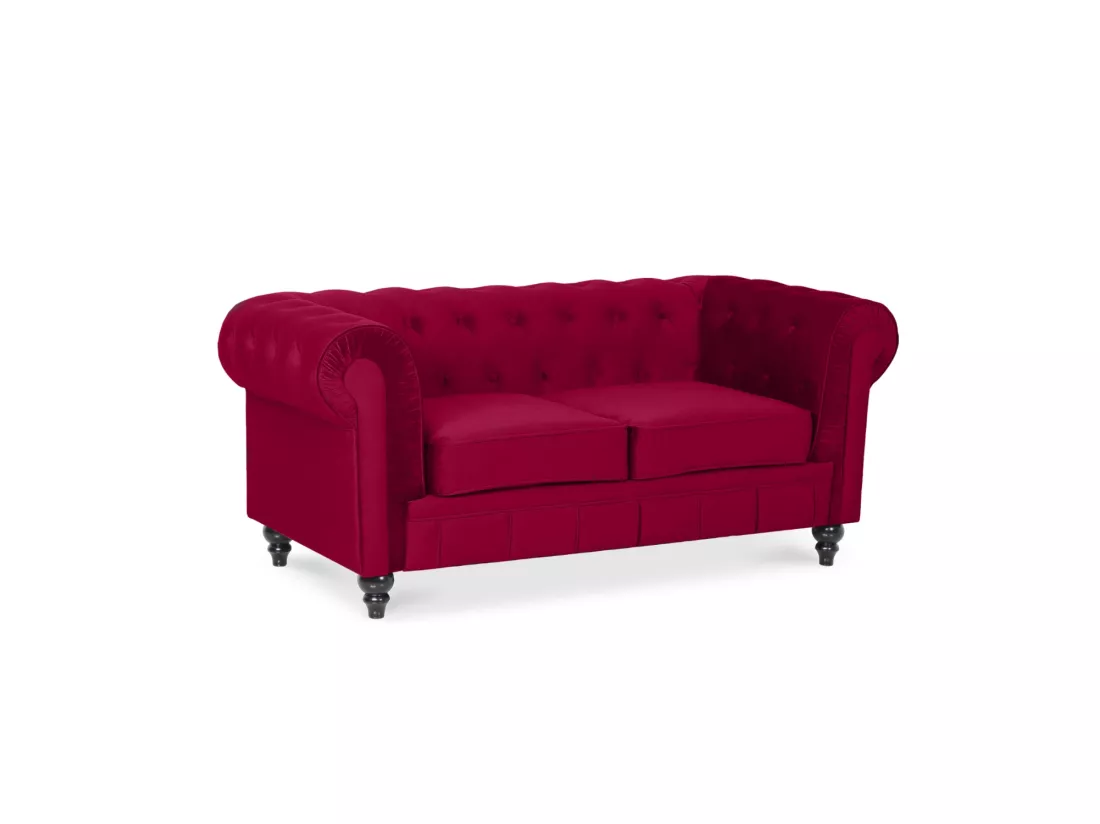 Canapé Chesterfield Velours 2 Places Altesse Rouge