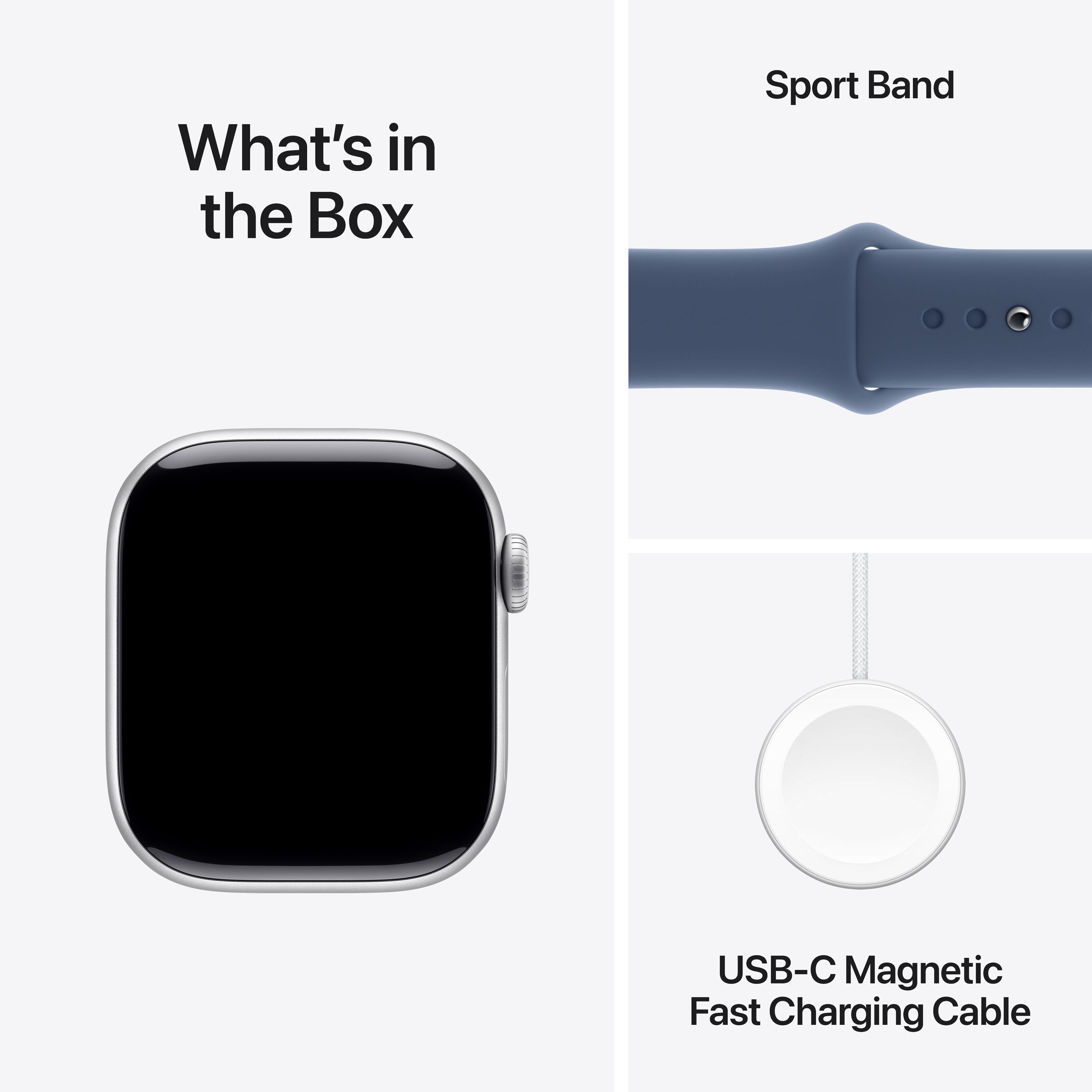Apple Watch Series 10 GPS 42 mm Silver Case med Denim Sport Band S/M
