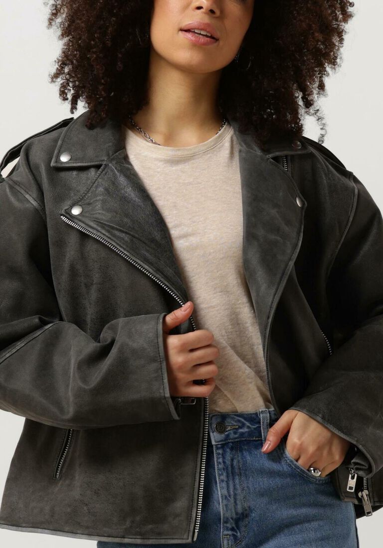 MODSTR\u00D6M grijze modstr&ouml;m leren jas hullamd jacket