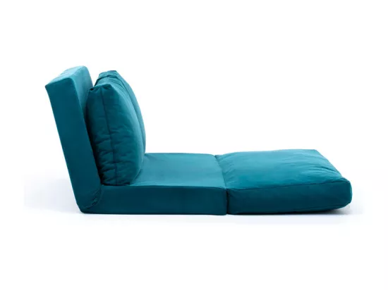 Fauteuil convertible multipositions velours Talya-Couleur Bleu canard-2 places