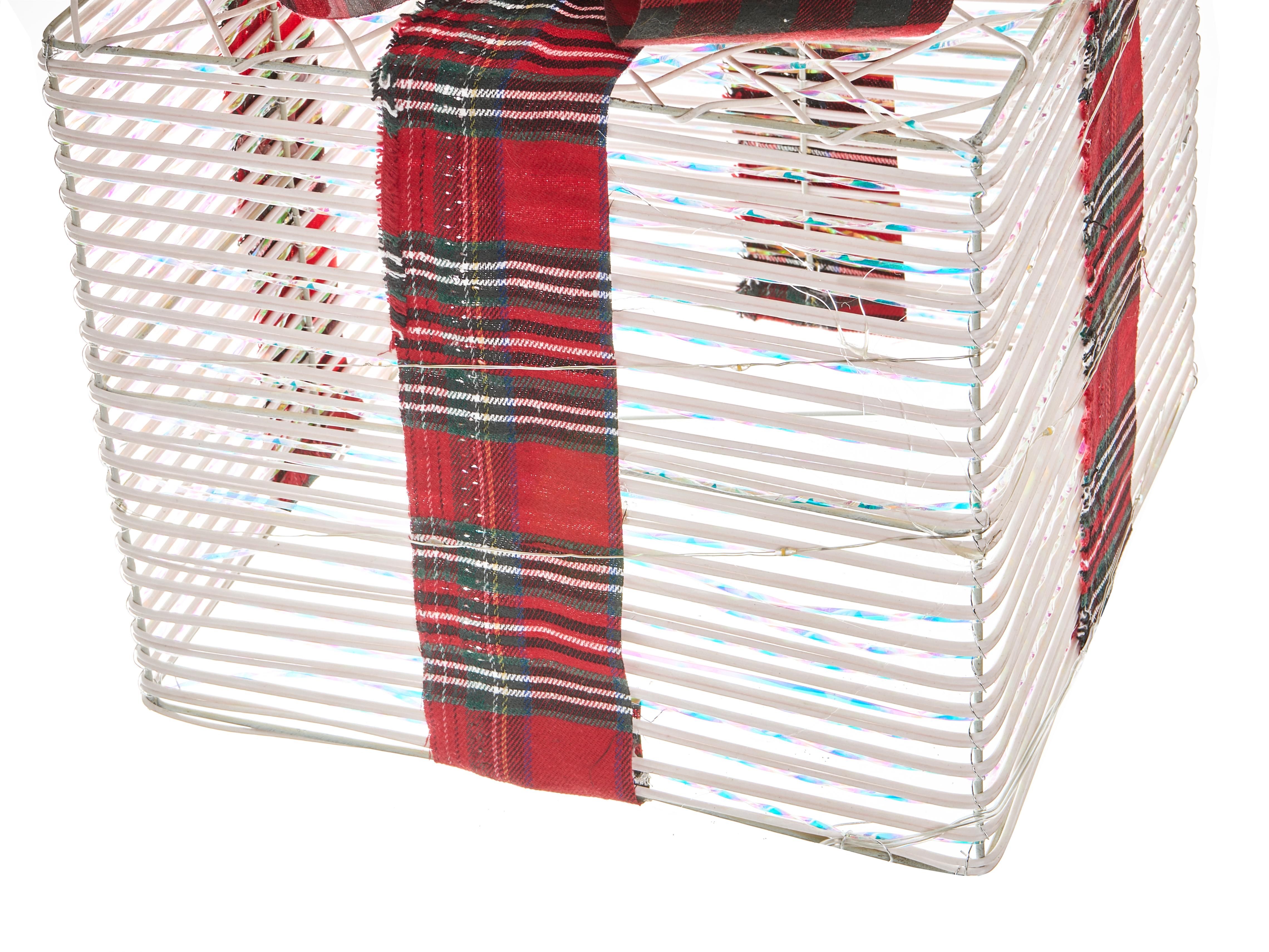Set van 3 kerstdecoraties LED MANGEN Kerstcadeaus 20/25/35 cm Gebroken wit
