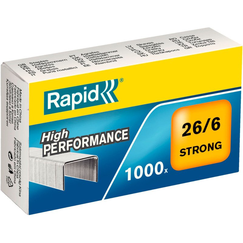 Agrafe Rapid Strong 26/6 galvanisée - Boîte de 1000