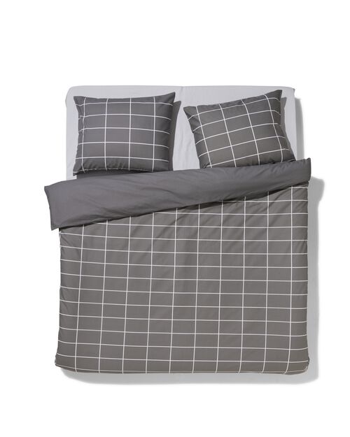 housse de couette polycoton 240x200 carreaux gris