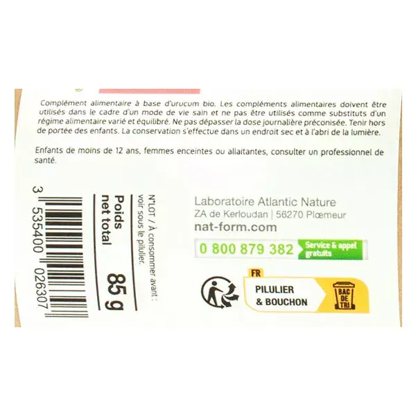 Nat & Form Écoresponsable Urucum Bio 200 gélules végétales