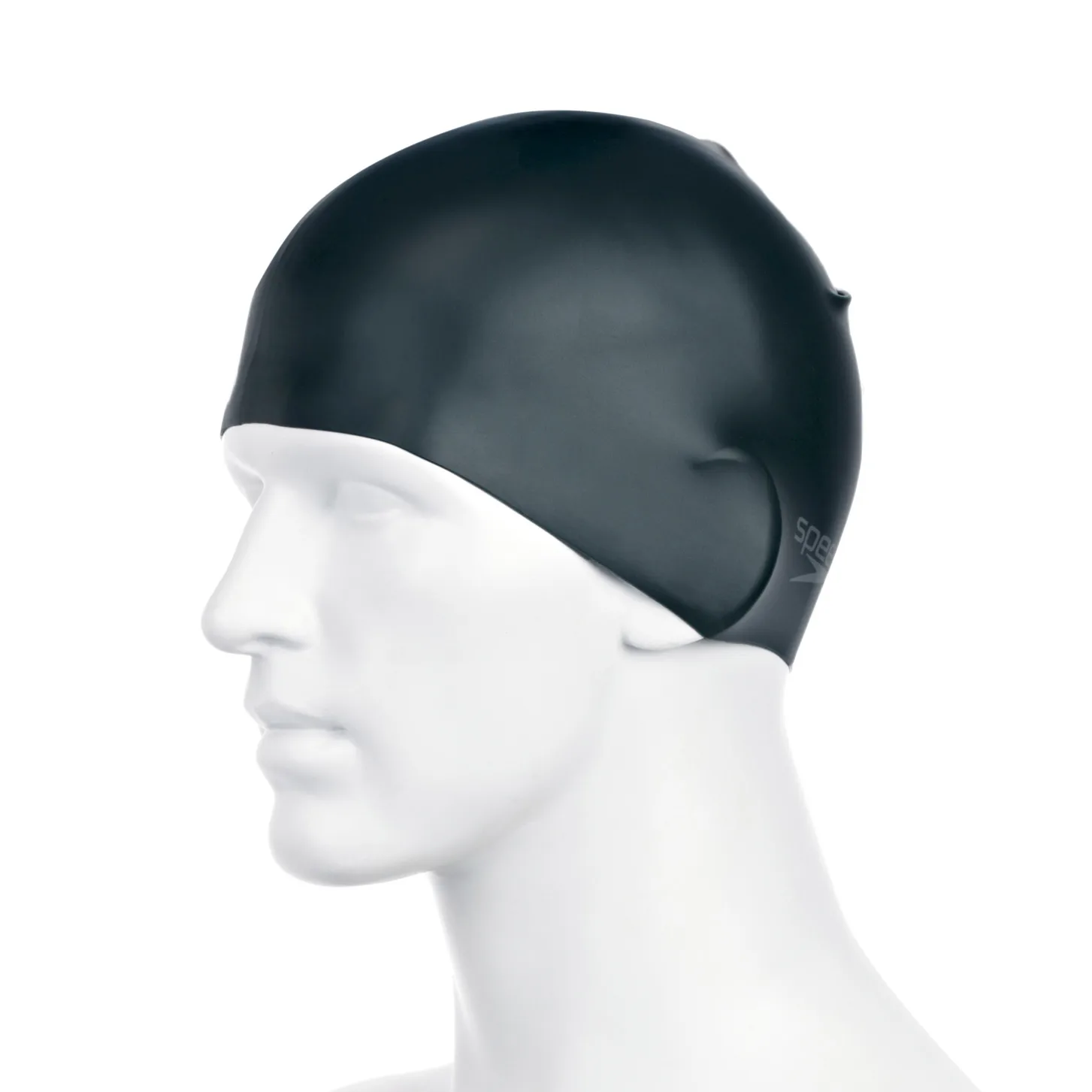 Speedo Plain Moulded Silicone Cap Blk Mop