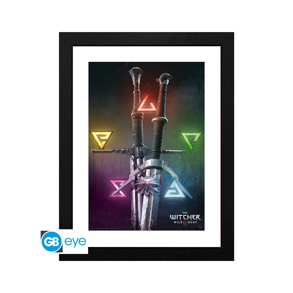 The Witcher 3 - Poster Encadré Signes et Epées