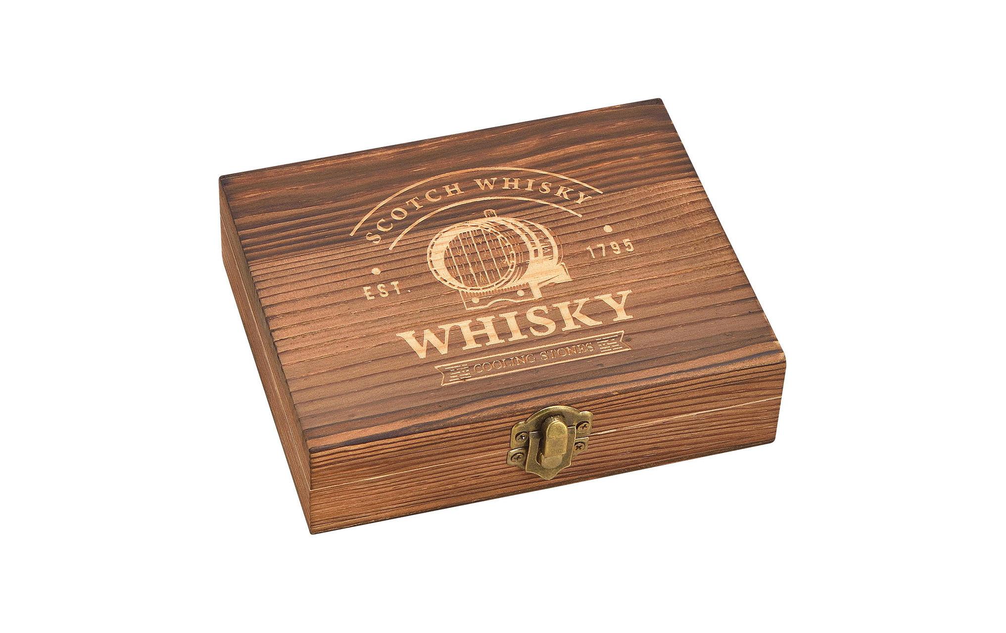 Whiskysteine in Holzbox 15-teilig, SilberWhiskysteine-Geschenkset
