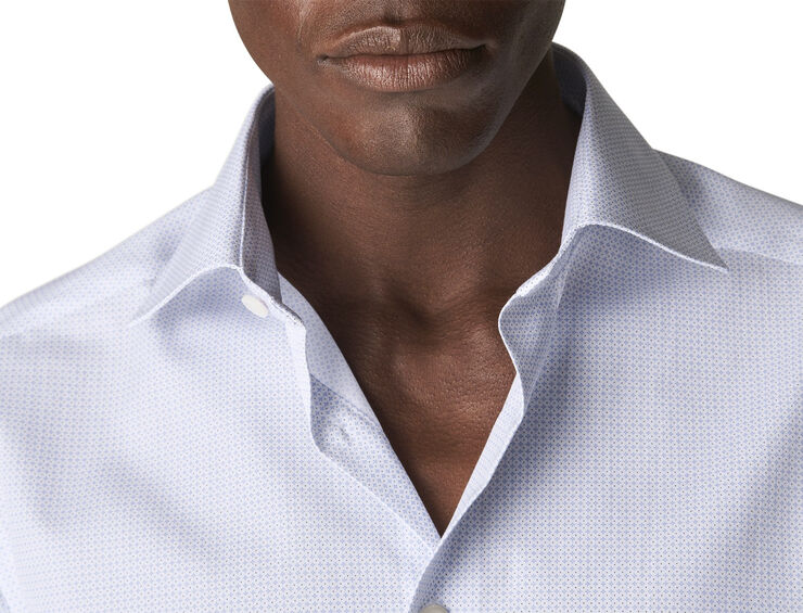 ETON Light Blue Micro Print Shirt - Contemporary Fit Lyseblå