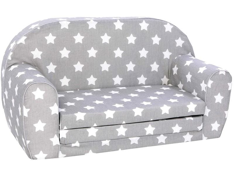 Knorrtoys Kindersofa Grau mit weissen Sternen Ausklappbares Kindersofa