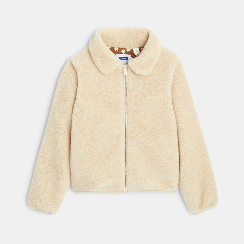 Blouson en fausse fourrure unie blanc fille