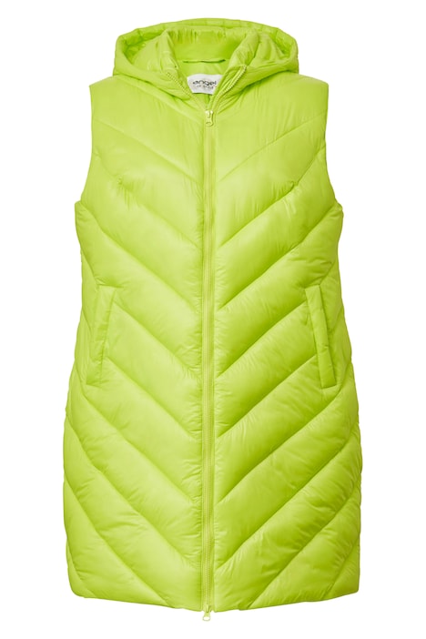 Long-Steppweste, Straight Fit, shiny Stepp, Kapuze, 2-Wege-Zipper