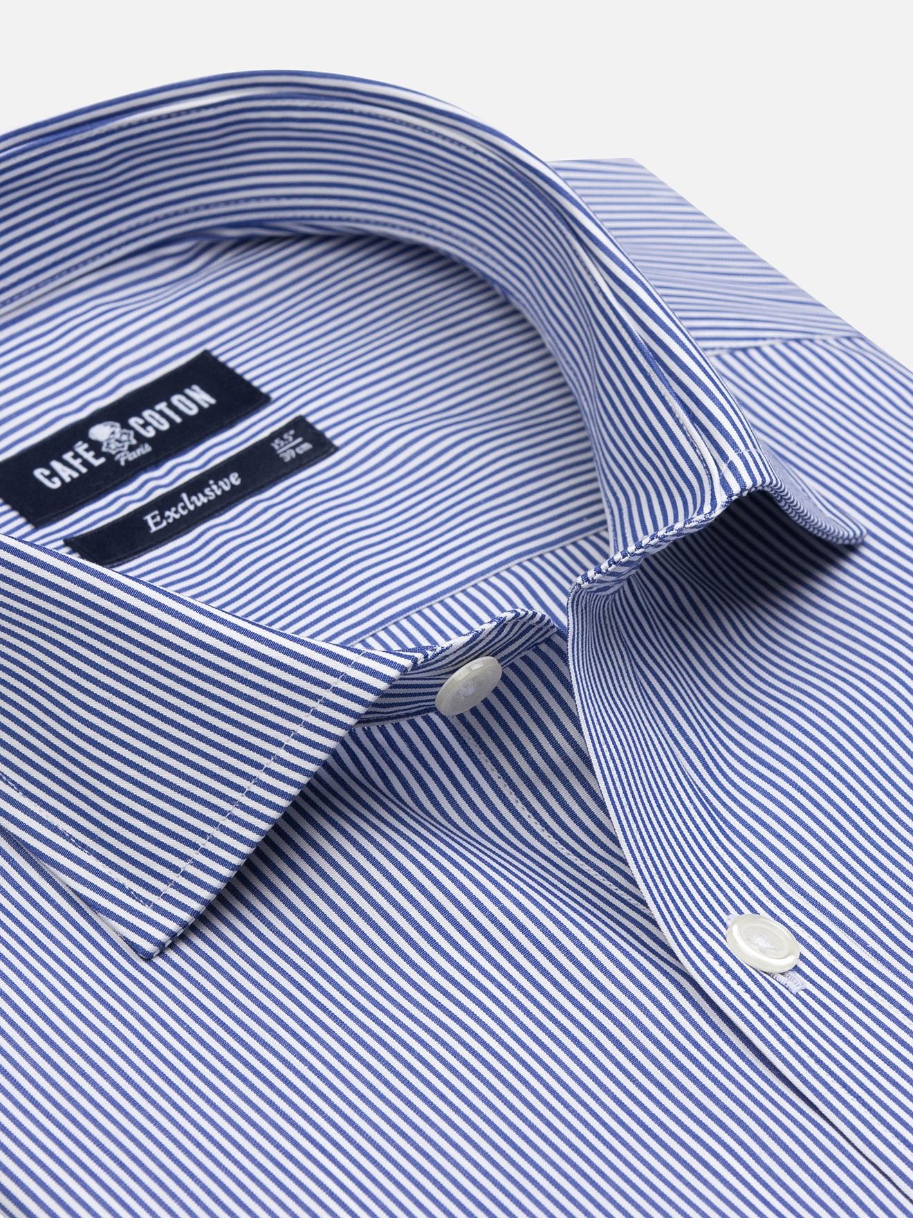 Chemise cintrée Menthon à rayures marine