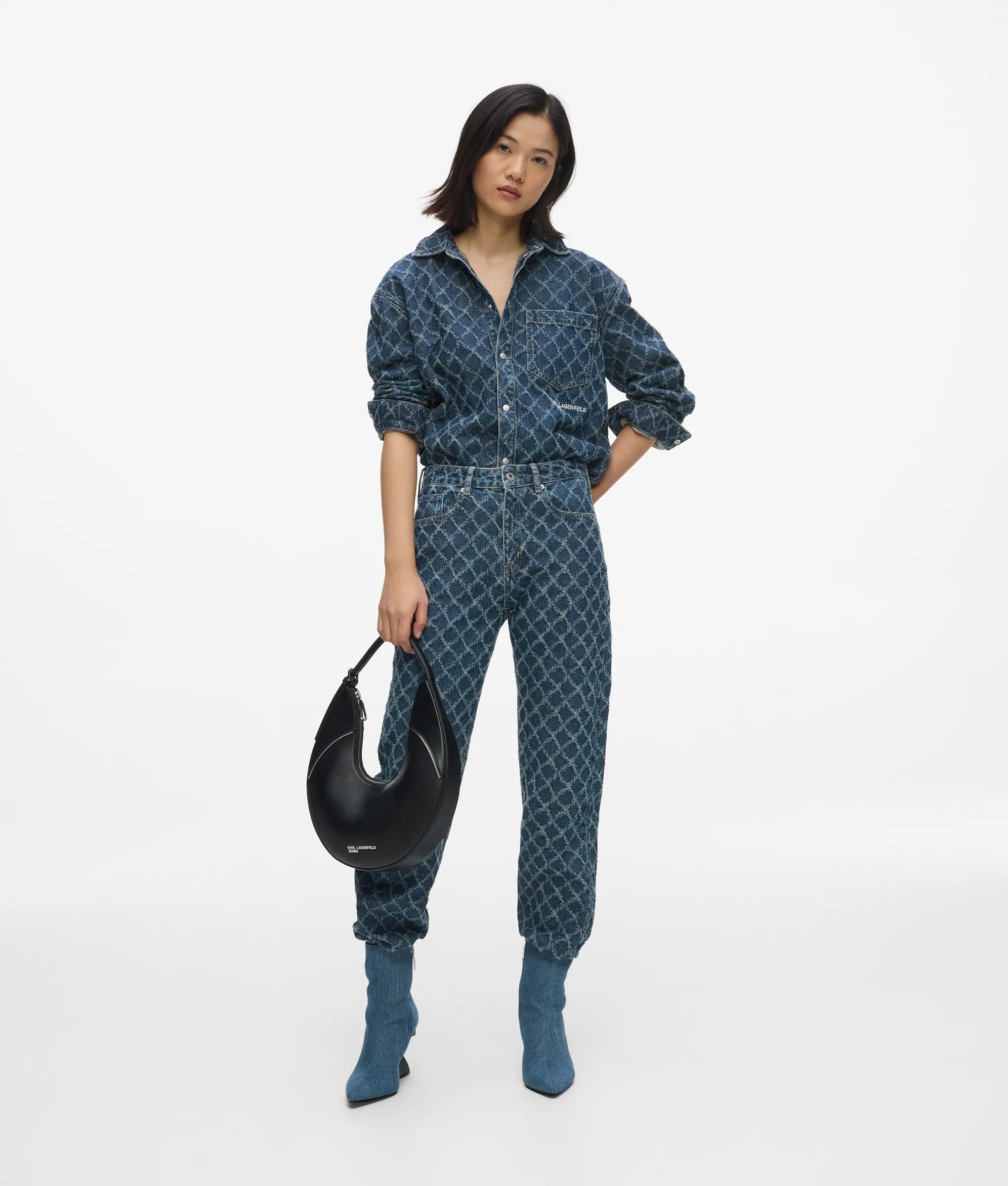 Denim shirt met ruitjesmotief