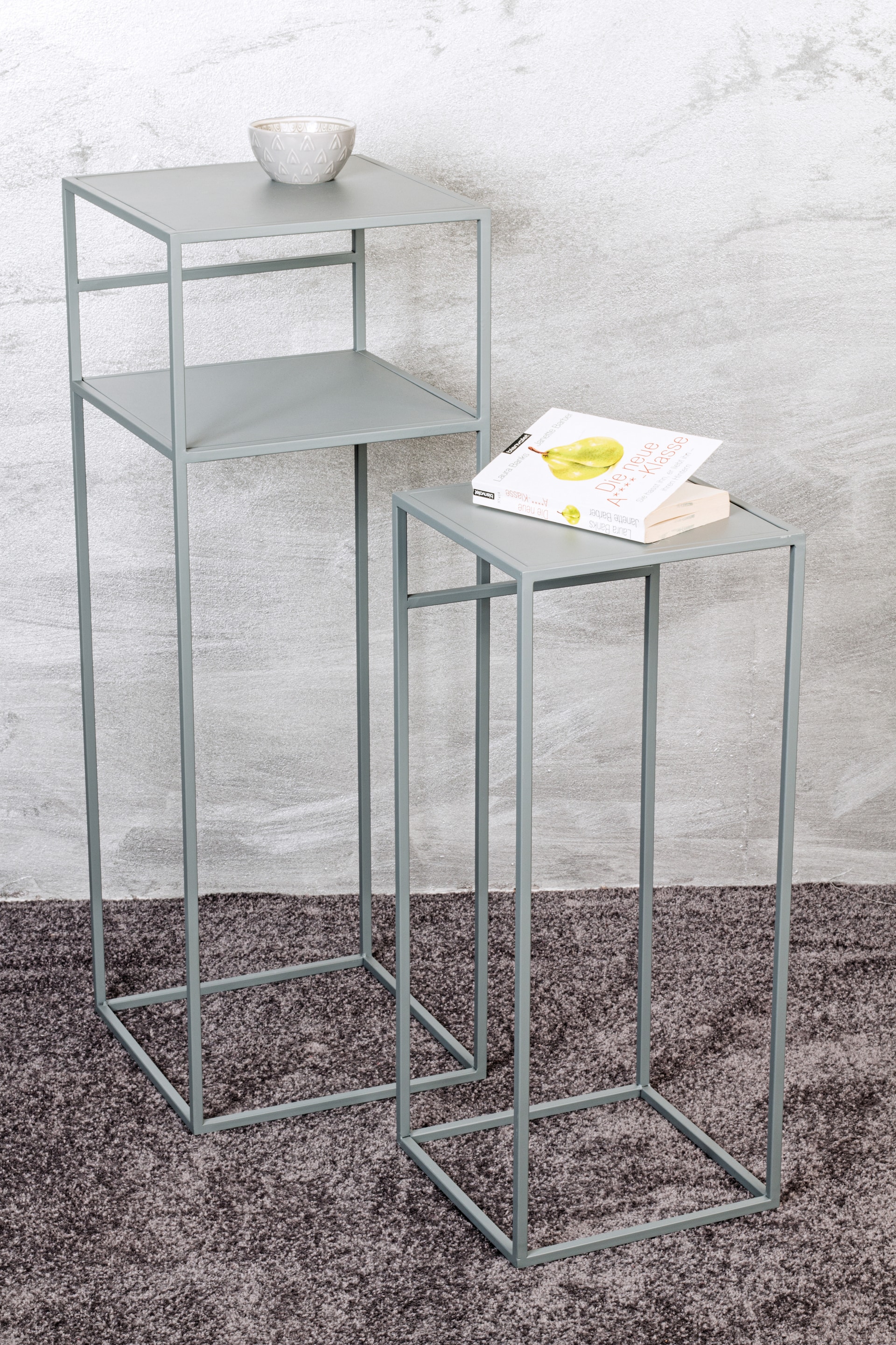 Beistelltisch 2er-Set 30x85x30 cm 26x63x26 cm grau